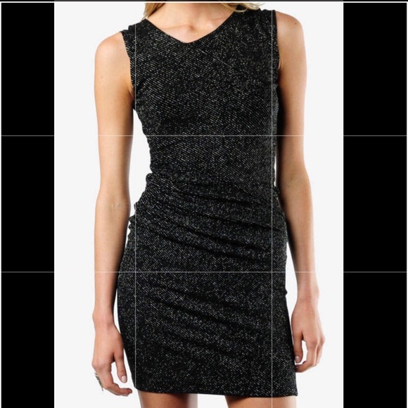 Alice and Olivia Fitted Dress in Black Sparkle - Picture 3 of 5